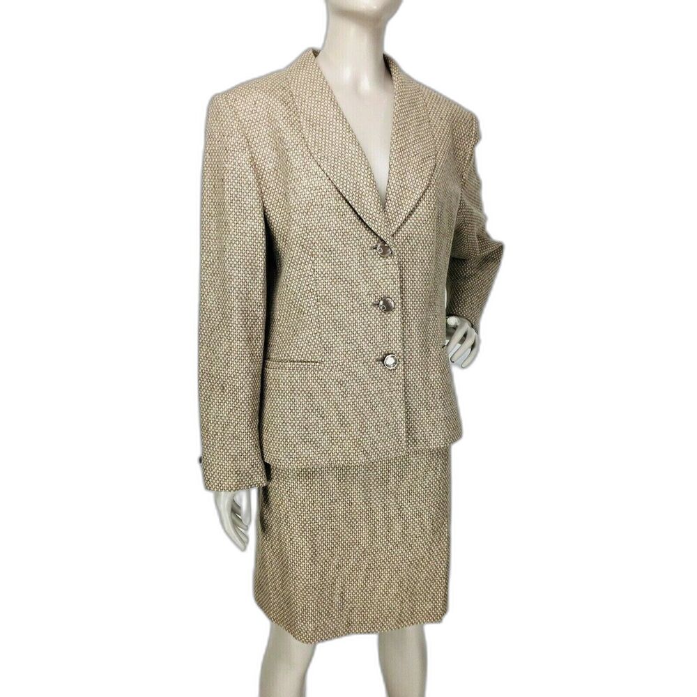 Vintage Jones New York Brown Tweed Blazer & Straight/Pencil Skirt Business Suit